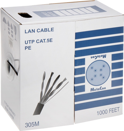 Kabllo rrjeti Metacon UTP Cat 5e, 305m, PE, e zezë