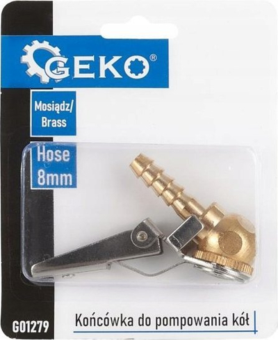 Kokë për fryrje gomash GEKO G01279, për zorrë ajri 8mm, bronz, metalike