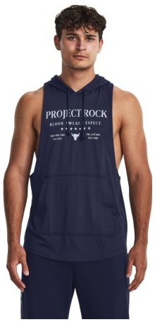 Маица без ракави Under Armour Project Rock Hoodie Q3, за мажи, со капуљача, темно сина