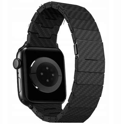 Ремен за часовник Pitaka Real Link Bracelet, јаглеродни влакна 1K, за Apple Watch, црн
