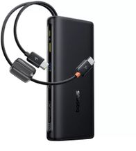 Power bank Baseus 25000mAh, 145W, kabllo të integruara USB C, i zi