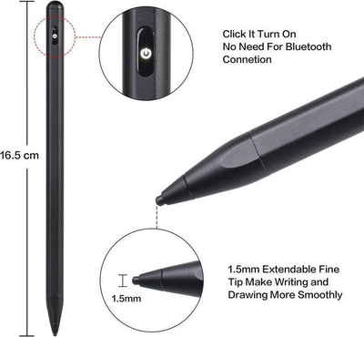 Stilolaps për tablet CoreParts Stylus Pen, për iPad, universal, i zi