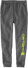 Pantallona jogger Carhartt Tapered Graphic, fleece, xhepa me zinxhir, gri e errët me detaje neon