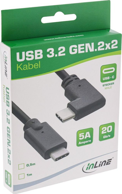 Kabllo USB InLine USB C në USB C, 0.3m, USB 3.2 Gen 2, e zezë