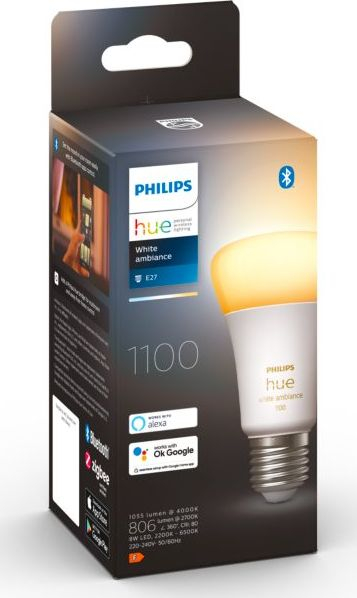Llambë smart Philips Hue White Ambiance A60, E27, 1100 lumen, e bardhë