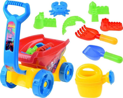 Set lodrash rëre Spiderman ZA3117, karrocë plastike, lopatë dhe grep, shumëngjyrësh
