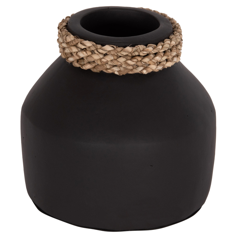 Vazo dekorative CAMMER HM4687.01XS, terrakotë, 16x15cm, e zezë