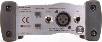 DI box Behringer Ultra-DI DI100, aktiv, metalik argjendt