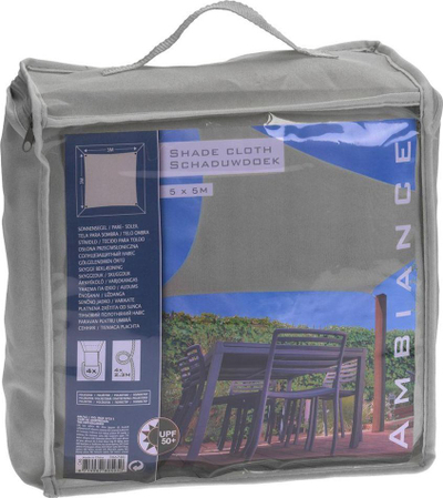 Tendë hijëzuese katrore Ambiance Square, 5 x 5 m, UPF 50+, gri