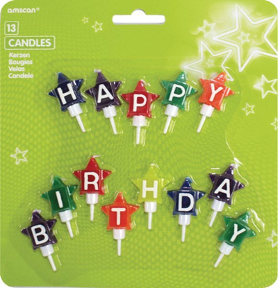 Qirinj mini për ditëlindje Amscan Happy Birthday, 4.1 cm, set me 13 copë, shumëngjyrësh