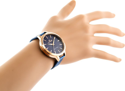 Orë dore G.Rossi Classic Fashion, mekanizëm kuarc, rosegold me blu të errët