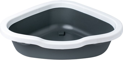 WC këndore për mace PETMAX Open, 55x42.5x14cm, plastike, gri