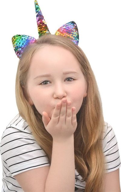 Shirit flokësh Arpex Sequin Unicorn SR2671, me njëbrirësh, me sekuina shumëngjyrëshe