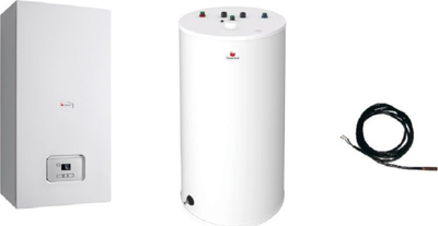 Kaldajë kondensimi për në tokë Saunier Duval Niedzwiedz Condens KKS18, 18 kW, bojler 150L, e bardhë