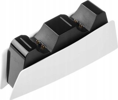 Stacion karikimi FIXED për DualSense PS5, për 2 leva loje, USB C, zi e bardhë