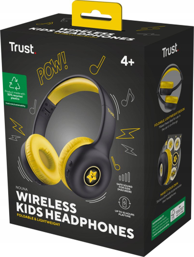 Kufje pa tela Trust NOUNA për kalamoj, Bluetooth, limit volum 85 dB, të zeza