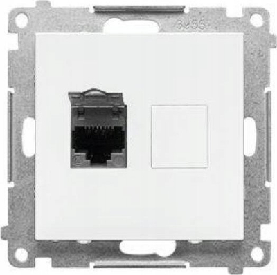 Prizë kompjuterike Simon 55, RJ45 Cat 6, me kapak kundër pluhurit, e bardhë mat
