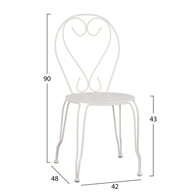 Karrige metalike Amore HM5007.12, 42x48x90 cm, e bardhë