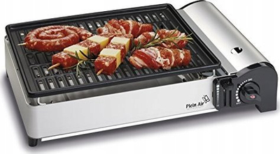 Grill me gaz Kemper Plein Air, portativ, me pllajë jo-ngjitëse, ngjyrë argjend
