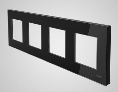 Kornizë katërfishe xhami Touchme TM718B, montim nën suva, IP20, e zezë