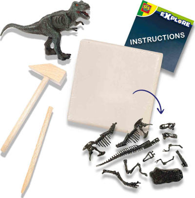 Set loje SES Creative Dinosaur and Skeleton Dig T-rex, 2 në 1, për gërmim, shumëngjyrësh