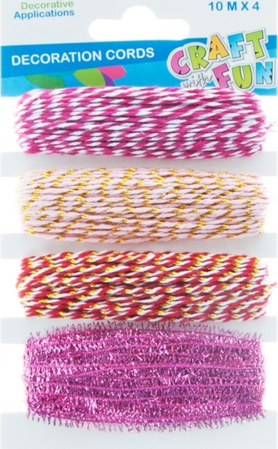 Kordelë zbukuruese Craft with Fun, set me 4 ngjyra, 10 m