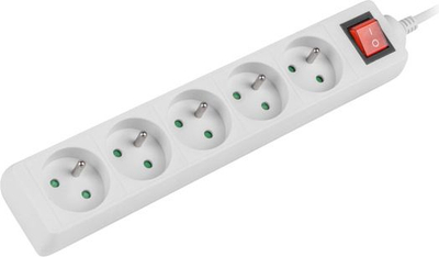 Shirit rryme Lanberg PS1-05E-0300-W, 5 priza, kabllo 3 metra, i bardhë