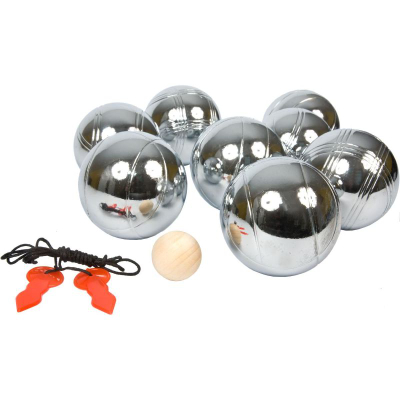Set petanke Enero Game Balls, 8 topa metal, kuti alumini, argjendtë