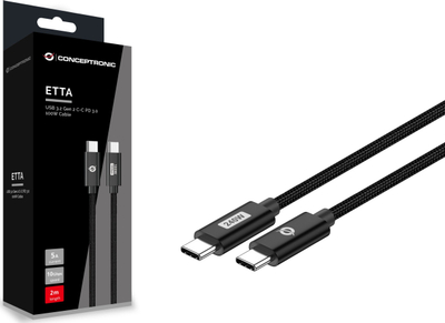 Kabllo USB C Conceptronic USB 3.1, 1.2m, 5A 480Mbps, e zezë