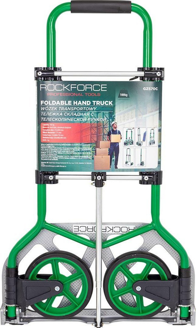 Склоплива платформска количка Rockforce RF-GZS70C, телескопска рачка, капацитет 100kg, сива