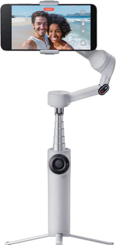 Стабилизатор за телефон Insta360 Flow 2, 3 оски, вграден статив, бел