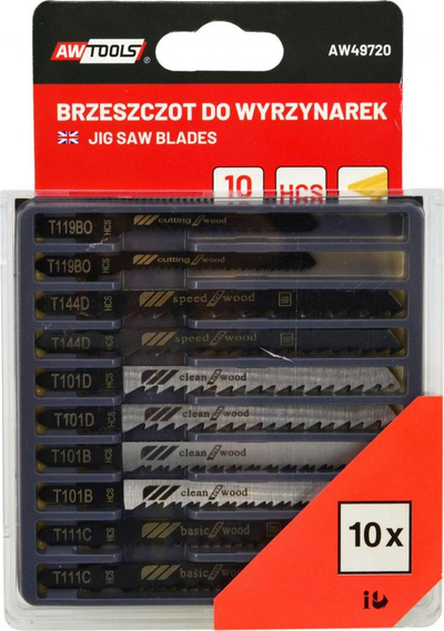 Set tehësh për sharrë pendël Awtools, 10 copa, HCS