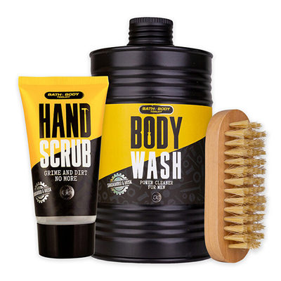 Set për meshkuj Accentra Bath and Body Toolkit Small Box, xhel dushi, 400 ml + skrab për duar, 50 ml + furçë për thonjë