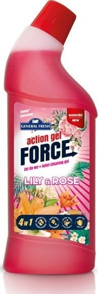 Xhel WC General Fresh Action Force Lily &amp; Rose, 1L, erë zambak dhe trëndafil, rozë