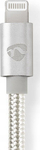Kabllo Nedis Lightning USB C, 1m, 480 Mbps, e argjendtë