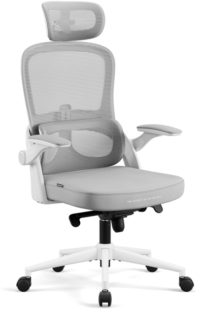 Karrige zyre ergonomike Diablo V-Light, me shpinë rrjete, krahë 3D, gri e hapur