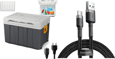 Frigorifer turistik Peme Essential 50 Adventure, 46.5L, termoelektrik 12V 230V, gri e portokalltë