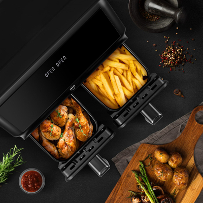 Fritezë ajri Eldom FR210 Dua Double, 8L, dy dhoma, e zezë
