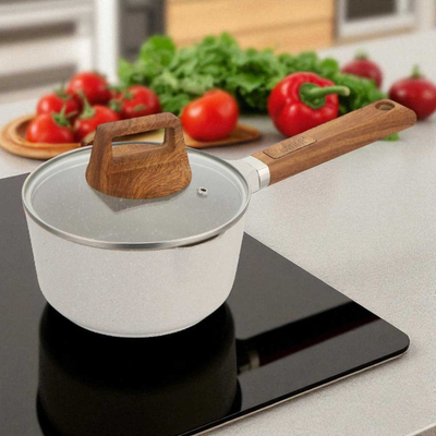 Tigan me kapak Bergner Naturally BG-30635-CR, 16cm, sipërfaqe jo ngjitëse, ngjyrë krem