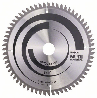 Teh rrethor Bosch Multi Material 230mm, 64 dhëmbë, vrimë 30mm, gri