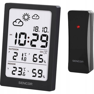 Stacion moti Sencor SWS 2300 B, ekran LCD, sensor radio, i zi