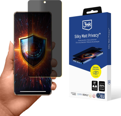 Mbrojtës ekrani 3MK Silky Matt Privacy për Oppo Reno 10 Pro+, transparencë e errët, mat