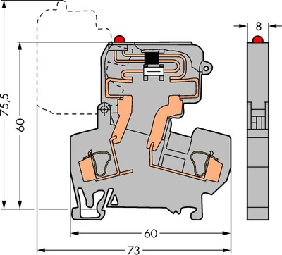 Terminal sigurie me siguresë Wago 281-611/281-541, 4mm², 10A, gri
