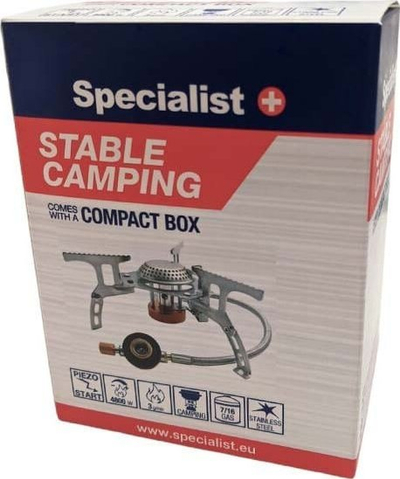 Shporet kampingu Specialist Plus Stationary, me gaz 7/16", me ndezje piezo, ngjyrë argjendtë