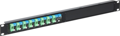 Лента за распределба на енергија Pulsar LZ-8P/R19, 8 излези, 12–24V DC, 1U, црна