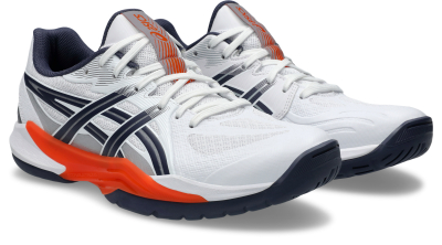 Патики за ракомет Asics Powerbreak FF, ѓон за сала, бели со портокалова боја