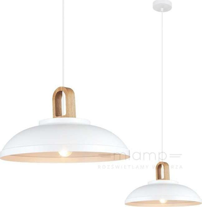 Llambë tavanore Italux Danito MDM3153/1L W, E27, metal dhe dru, e bardhë
