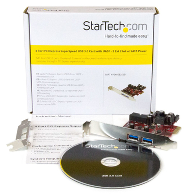 Kartë zgjerimi PCI Express StarTech me 4 porta USB 3.0, me SATA Power, UASP, ngjyrë e kuqe