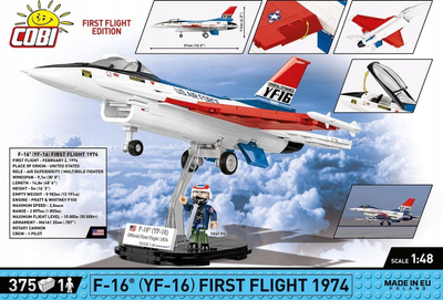 Set ndërtimi COBI Armed Forces F-16 YF-16, 375 blloqe, shkallë 1:48, shumëngjyrësh