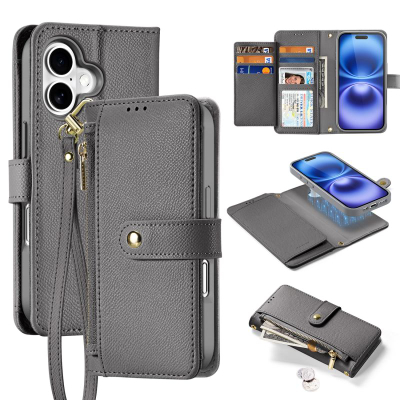 Куќиште-паричник DUX DUCIS Lawa за iPhone 16, 2 во 1, MagSafe, сиво